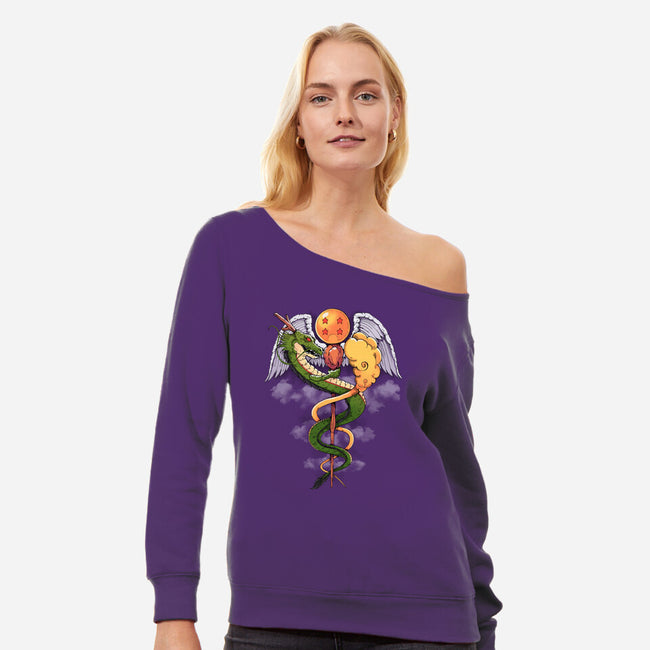 Dragon Caduceus-womens off shoulder sweatshirt-Vallina84