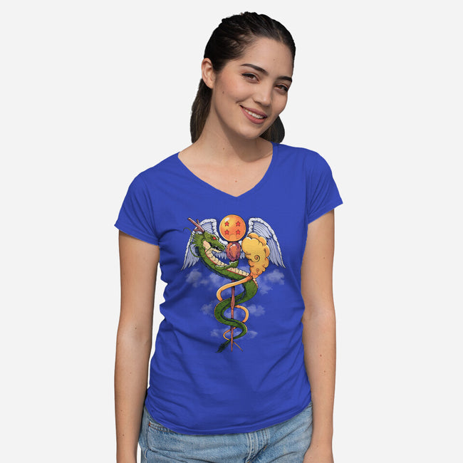 Dragon Caduceus-womens v-neck tee-Vallina84