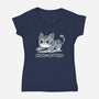 Cute But Psycho Cat-womens v-neck tee-Ca Mask