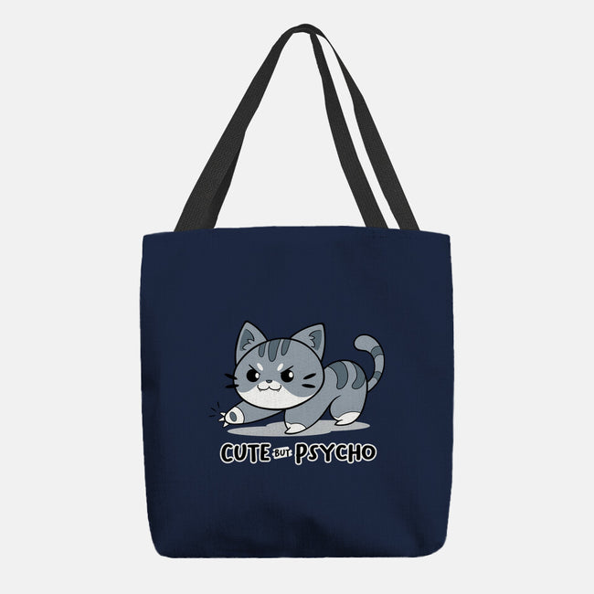 Cute But Psycho Cat-none basic tote bag-Ca Mask