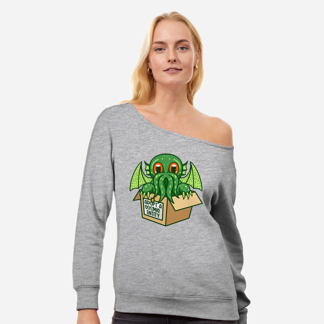 Adopt A Cosmic Entity-womens off shoulder sweatshirt-Nickbeta Designs
