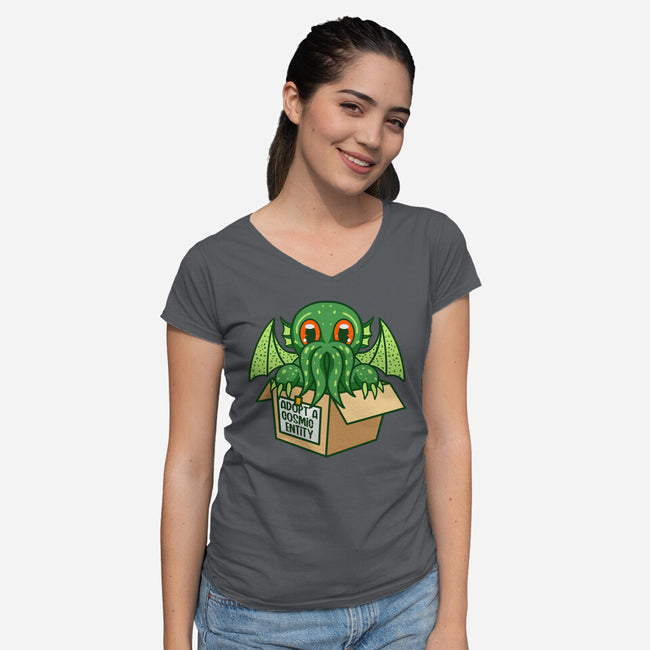 Adopt A Cosmic Entity-womens v-neck tee-Nickbeta Designs