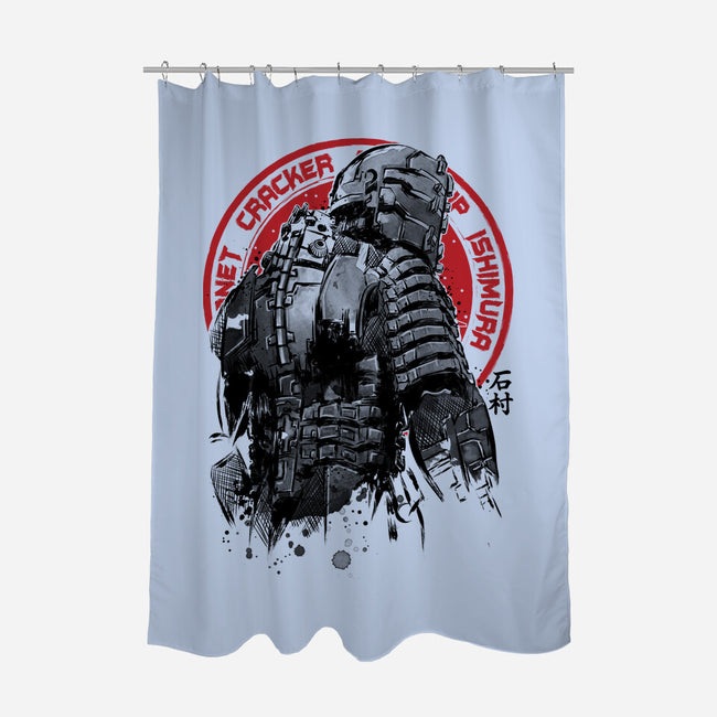 Isaac Clarke Sumi-e-none polyester shower curtain-DrMonekers