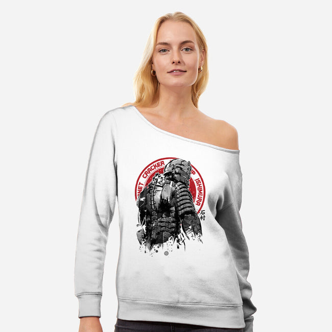 Isaac Clarke Sumi-e-womens off shoulder sweatshirt-DrMonekers