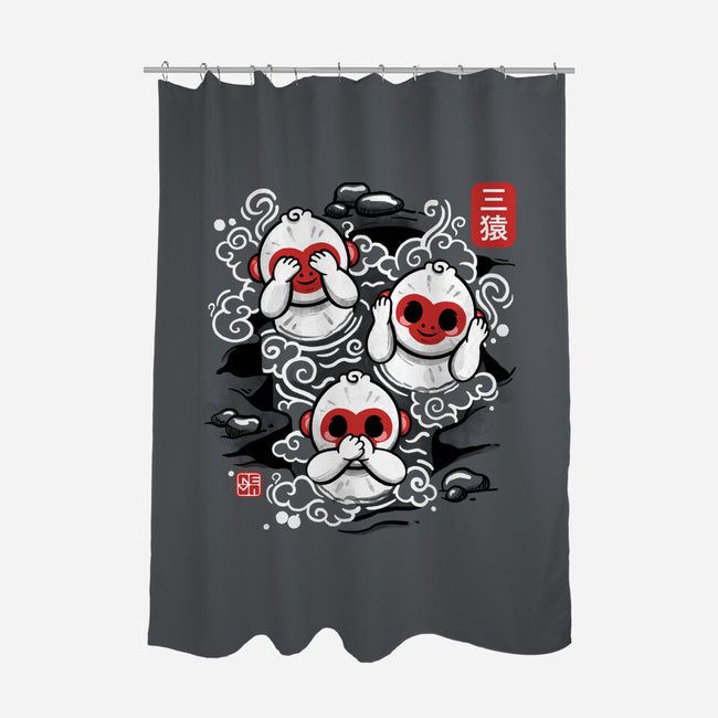 Three Wise Monkeys-none polyester shower curtain-NemiMakeit