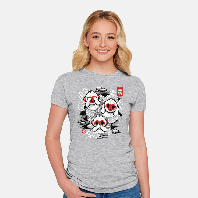 Three Wise Monkeys-womens fitted tee-NemiMakeit