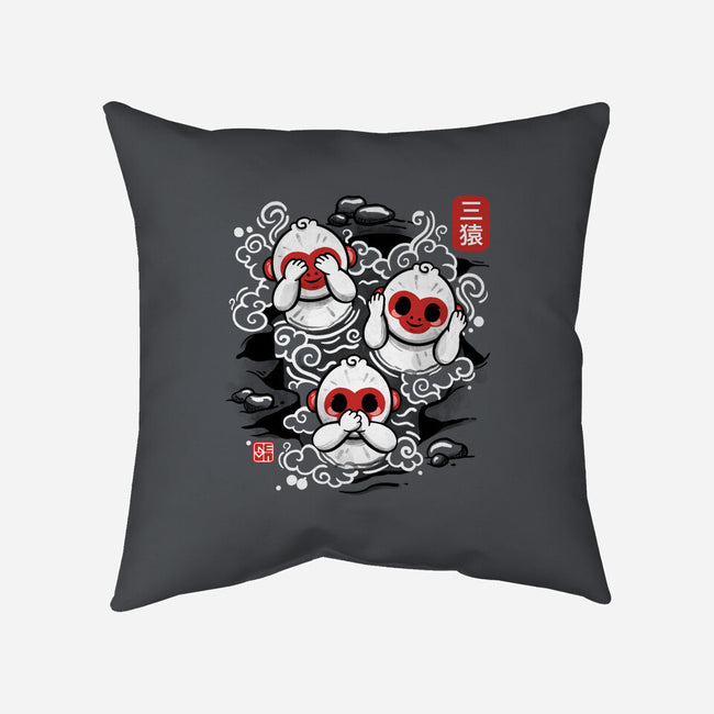 Three Wise Monkeys-none removable cover w insert throw pillow-NemiMakeit