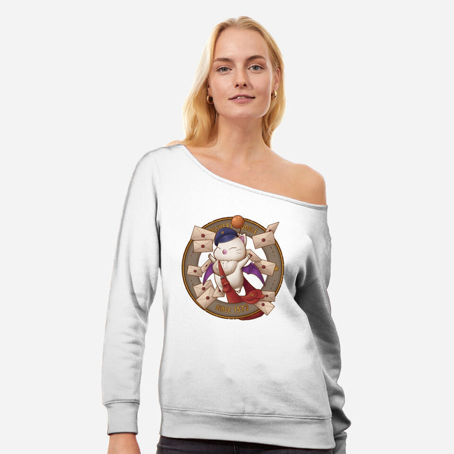 Delivery Moogle-womens off shoulder sweatshirt-Sarya