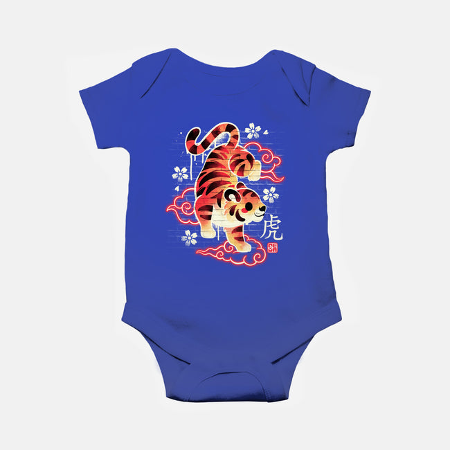 Japanese Tiger Street Art-baby basic onesie-NemiMakeit