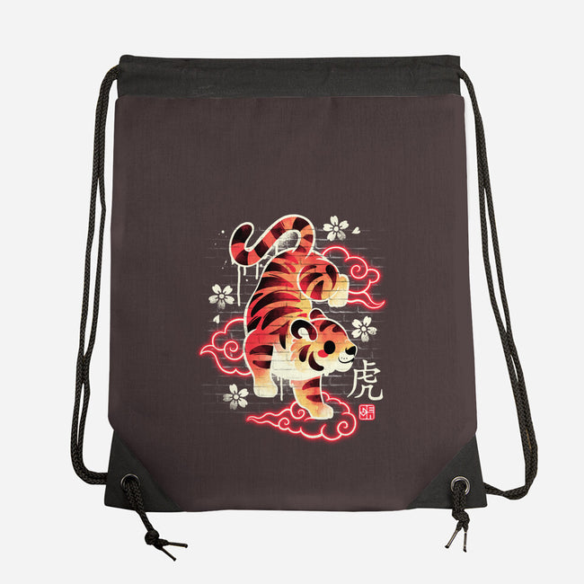 Japanese Tiger Street Art-none drawstring bag-NemiMakeit