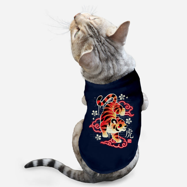 Japanese Tiger Street Art-cat basic pet tank-NemiMakeit
