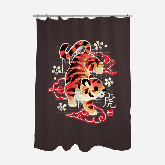 Japanese Tiger Street Art-none polyester shower curtain-NemiMakeit