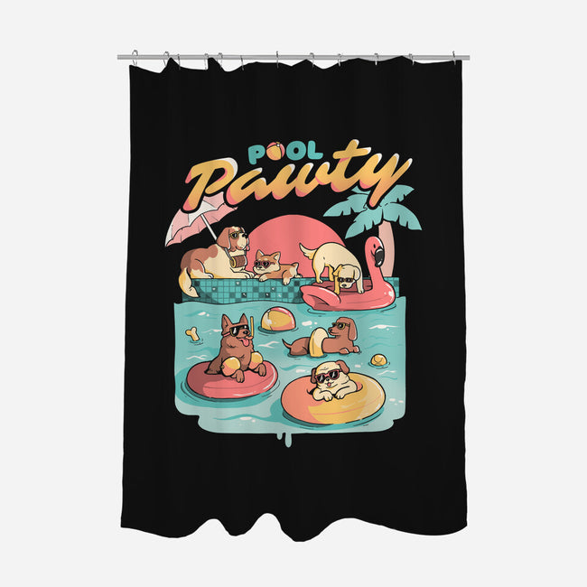 Pool Pawty-none polyester shower curtain-eduely