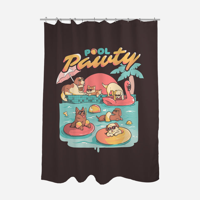 Pool Pawty-none polyester shower curtain-eduely