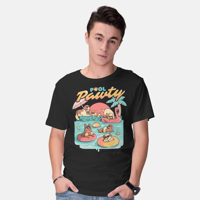 Pool Pawty-mens basic tee-eduely