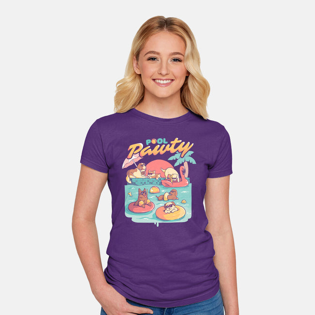 Pool Pawty-womens fitted tee-eduely
