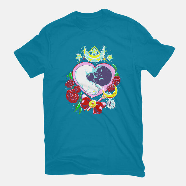 Moon Cats Love-womens fitted tee-ellr