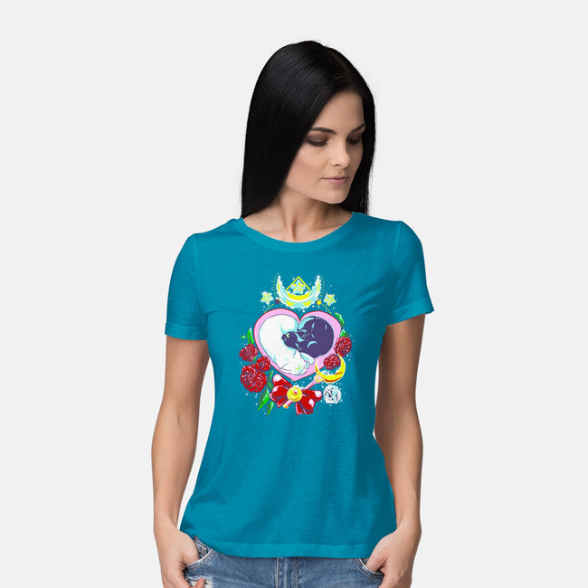 Moon Cats Love-womens basic tee-ellr