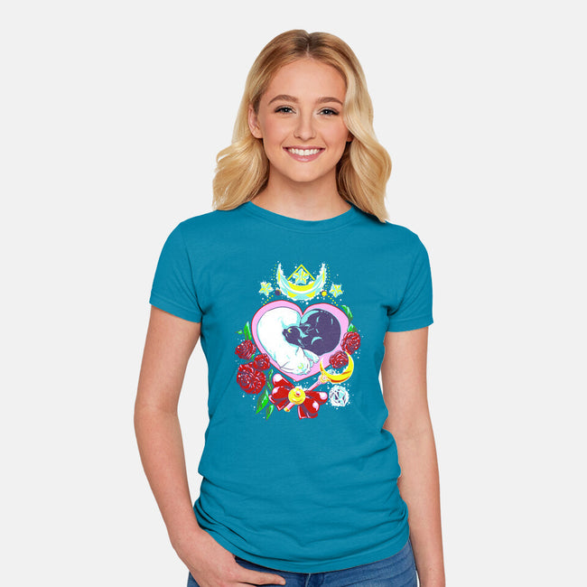 Moon Cats Love-womens fitted tee-ellr