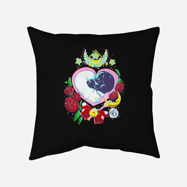 Moon Cats Love-none removable cover w insert throw pillow-ellr