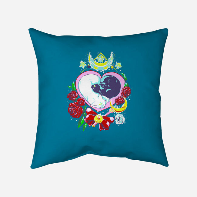 Moon Cats Love-none removable cover w insert throw pillow-ellr
