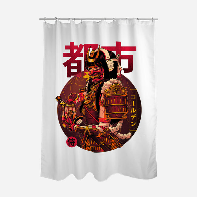 Golden Urban Samurai-none polyester shower curtain-Bruno Mota