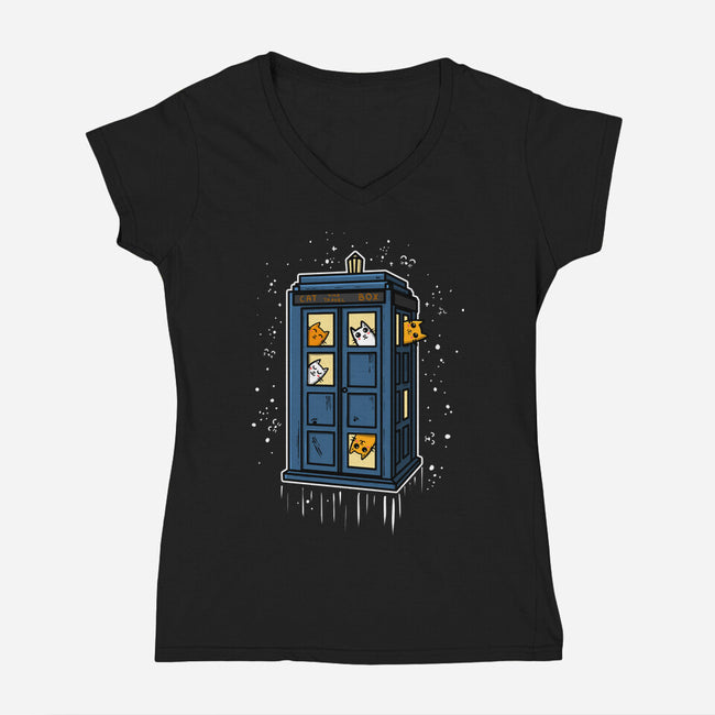 Cat Time Travel-womens v-neck tee-erion_designs