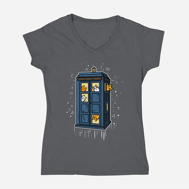 Cat Time Travel-womens v-neck tee-erion_designs
