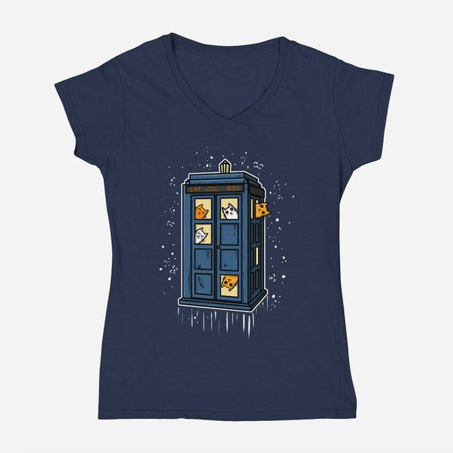 Cat Time Travel-womens v-neck tee-erion_designs