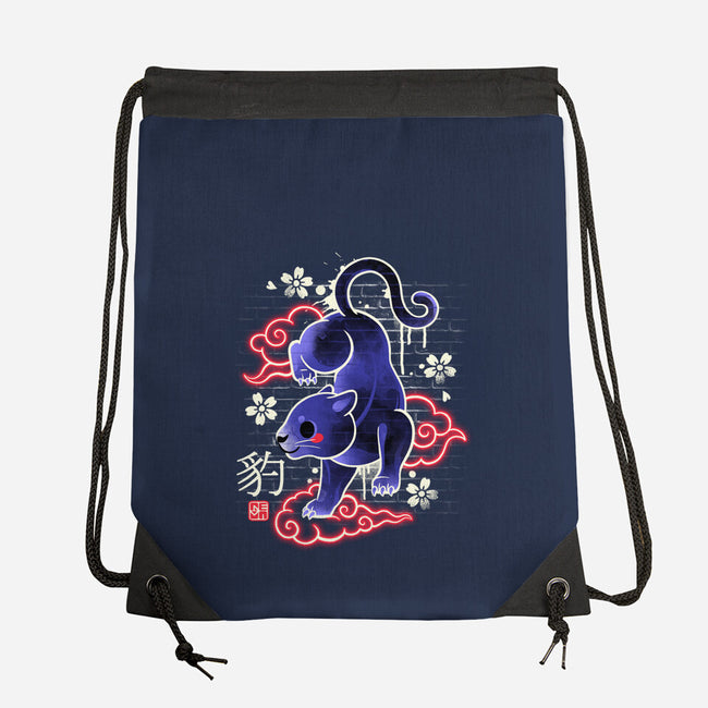 Japanese Panther Street Art-none drawstring bag-NemiMakeit
