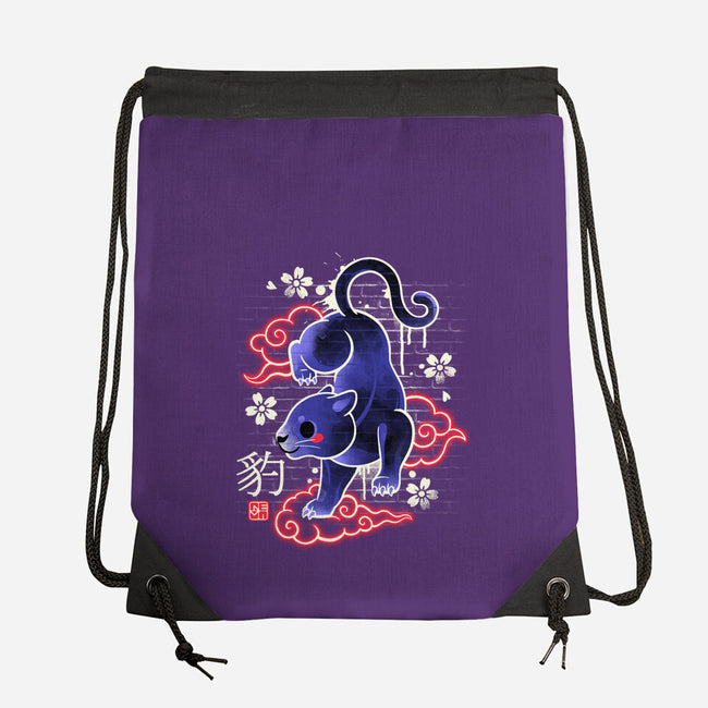 Japanese Panther Street Art-none drawstring bag-NemiMakeit