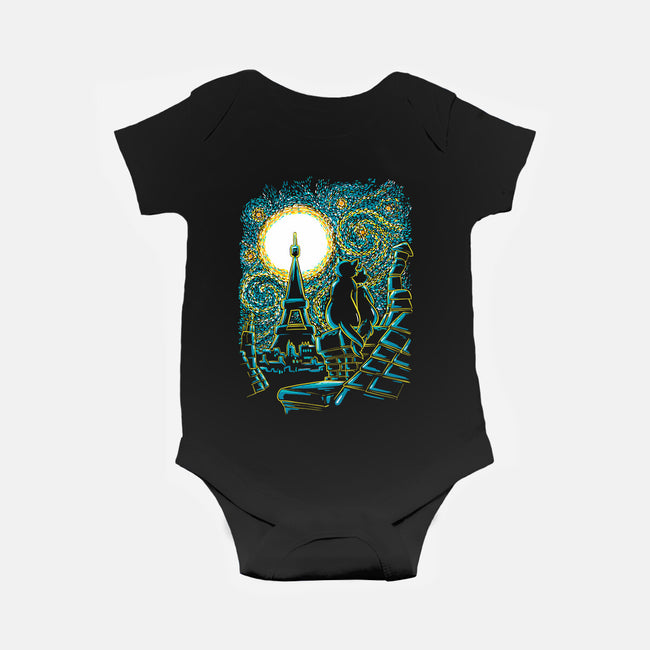 Starry Paris Cats-baby basic onesie-ellr