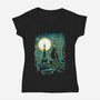 Starry Paris Cats-womens v-neck tee-ellr