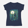Starry Paris Cats-womens v-neck tee-ellr