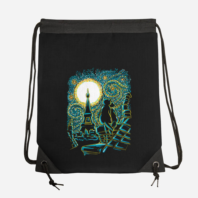 Starry Paris Cats-none drawstring bag-ellr