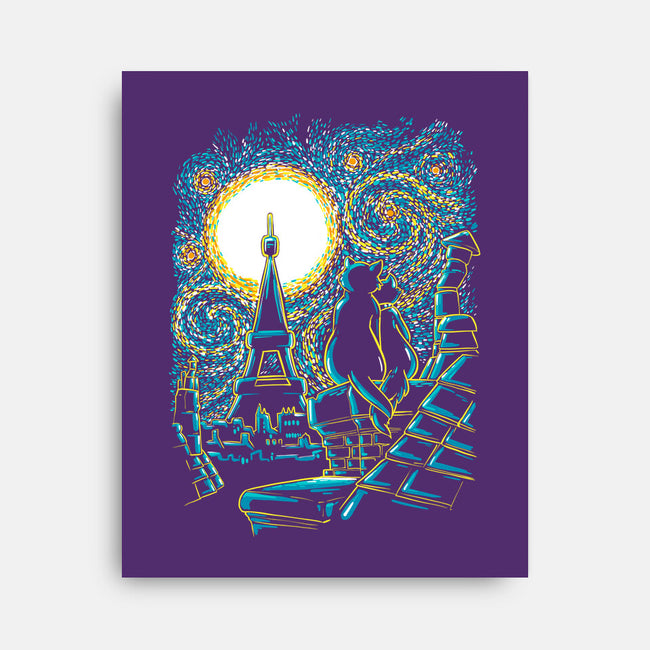 Starry Paris Cats-none stretched canvas-ellr
