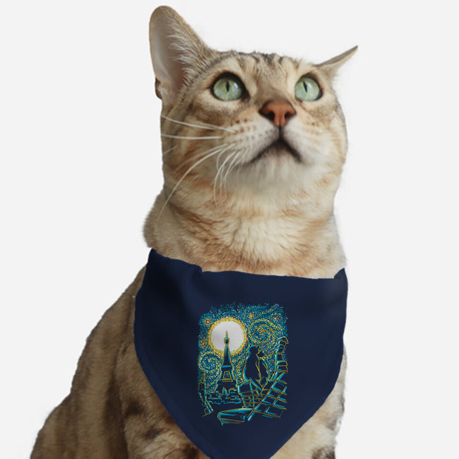Starry Paris Cats-cat adjustable pet collar-ellr
