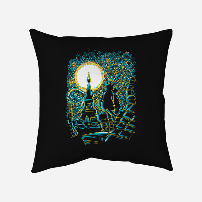 Starry Paris Cats-none removable cover w insert throw pillow-ellr