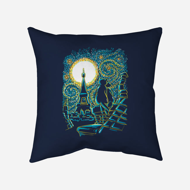 Starry Paris Cats-none removable cover w insert throw pillow-ellr