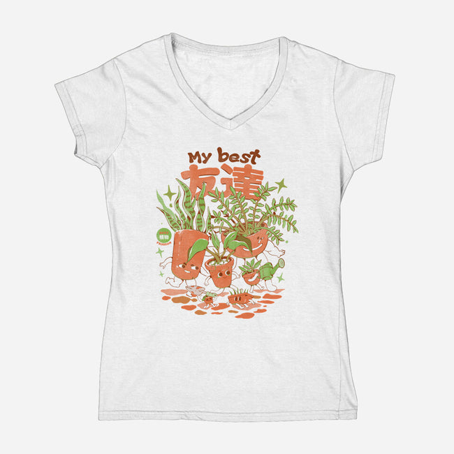 My Best Tomodachis-womens v-neck tee-ilustrata