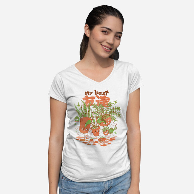 My Best Tomodachis-womens v-neck tee-ilustrata