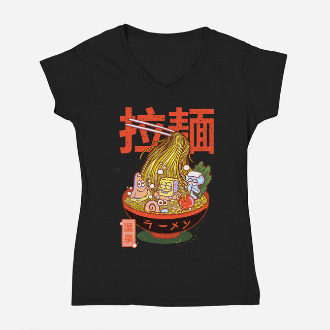 Krusty Onsen Ramen-womens v-neck tee-Ionfox