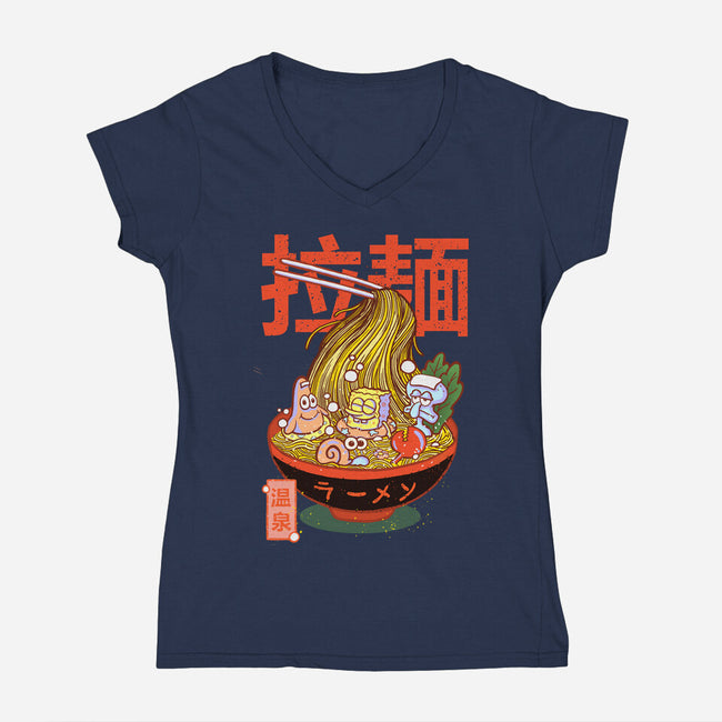 Krusty Onsen Ramen-womens v-neck tee-Ionfox