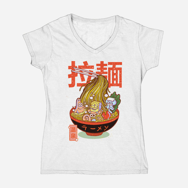 Krusty Onsen Ramen-womens v-neck tee-Ionfox