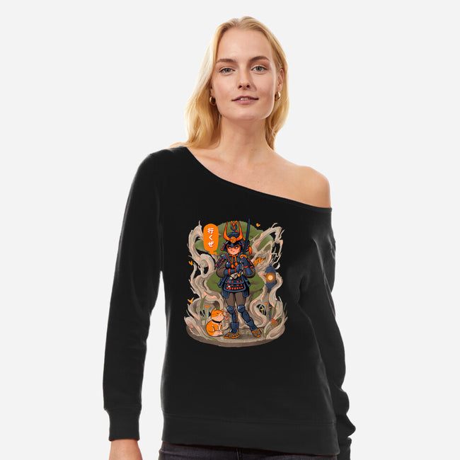 Samurai Bonsai-womens off shoulder sweatshirt-Bruno Mota