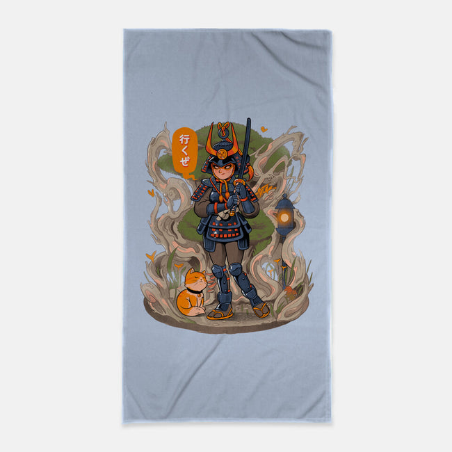 Samurai Bonsai-none beach towel-Bruno Mota