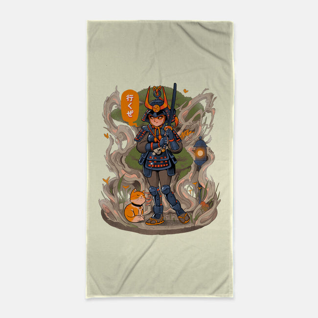 Samurai Bonsai-none beach towel-Bruno Mota