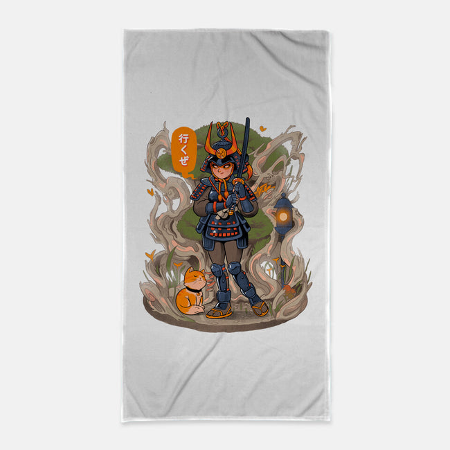 Samurai Bonsai-none beach towel-Bruno Mota