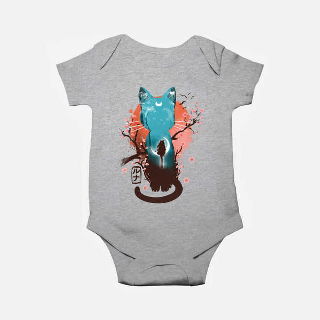 Japanese Moon Cat-baby basic onesie-IKILO