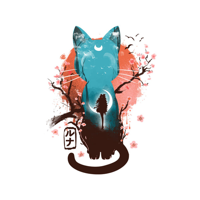Japanese Moon Cat-none drawstring bag-IKILO